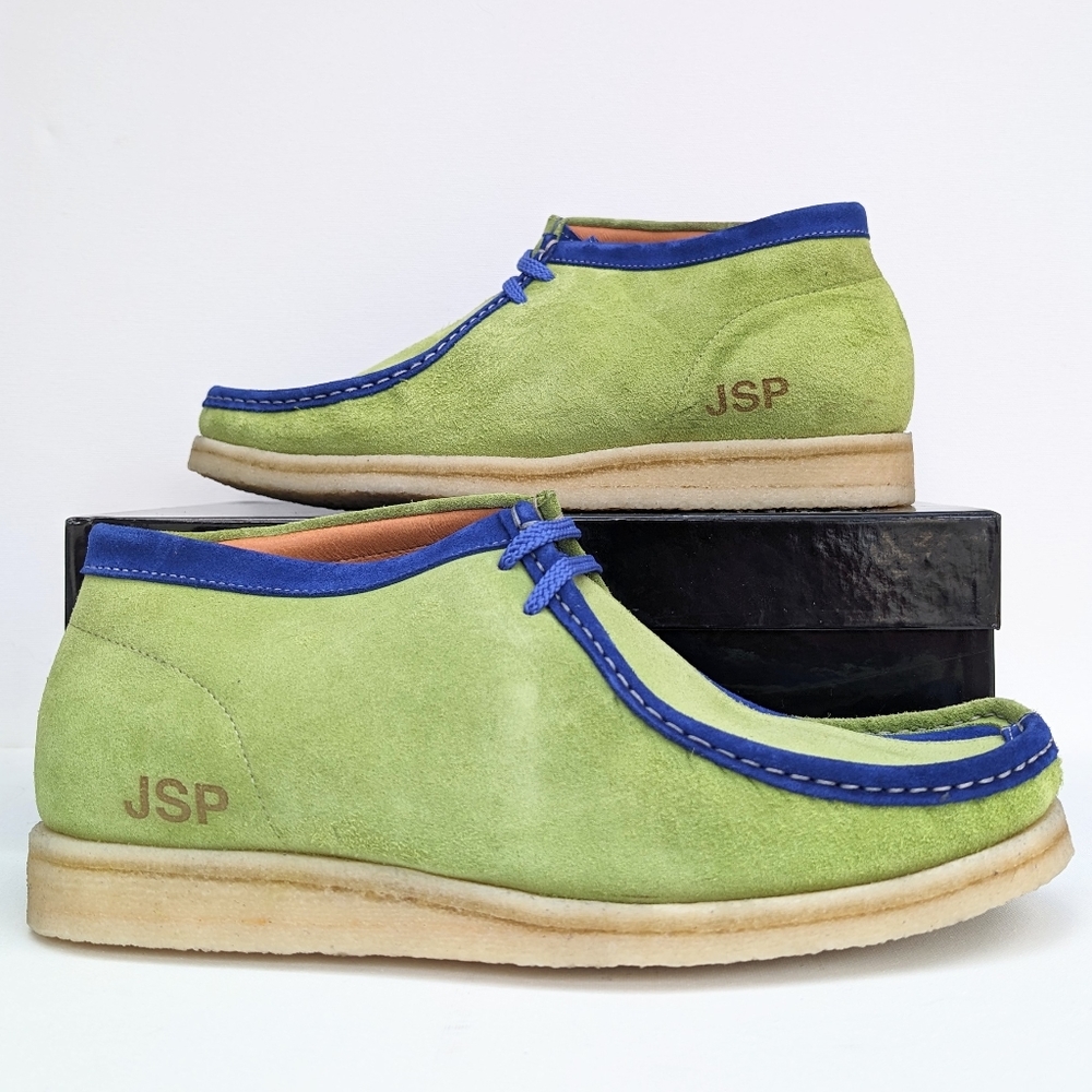 Padmore & Barnes Men's x JSP P404 Pistachio moccasin leather shoes - SIZE 13